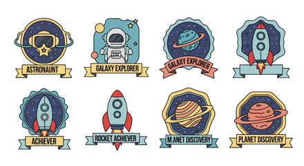 Space exploration badges and cosmic adventure stickers © bella