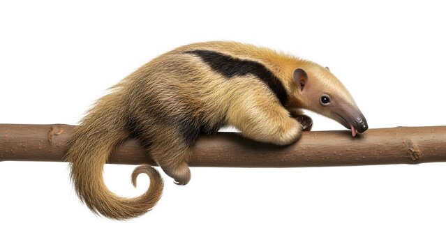 Young Anteater with Black Stripe on Back Perched on a Wooden Branch (384