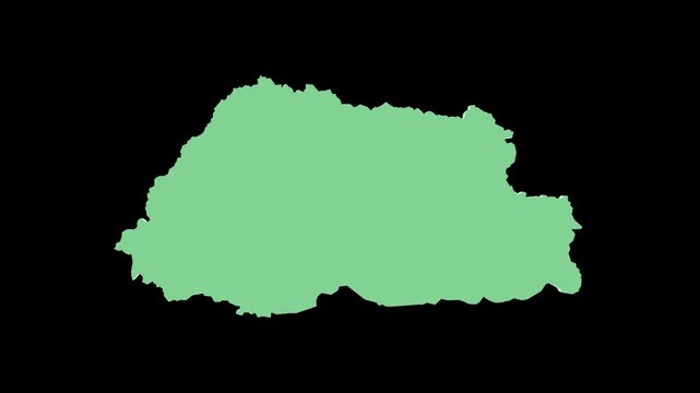 Bhutan green 3D map spin perfect 10 second loop black background