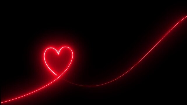 Neon line Valentines day symbol Concept of unrequited love and herd bit neon sign animation. neon heart icon, Valentine's Day indicate. Love One line drawing concept. love card neon glowing icon. 4k 