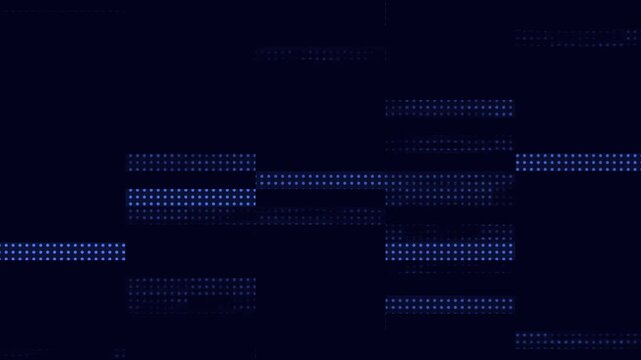 Photo image animation flows dark blue digital wave fields. Abstract photo image animation rows glowing dots. Creative photo image animation tiles dark metric rectangles.