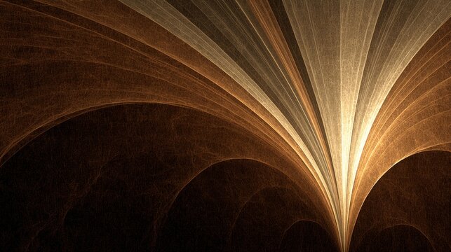 Abstract golden and brown light rays forming a radiant, ethereal pattern, perfect for dynamic backgrounds.