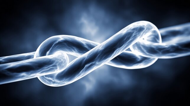 Abstract visualization of quantum entanglement forming a luminous, intertwined chain symbolising profound scientific connections