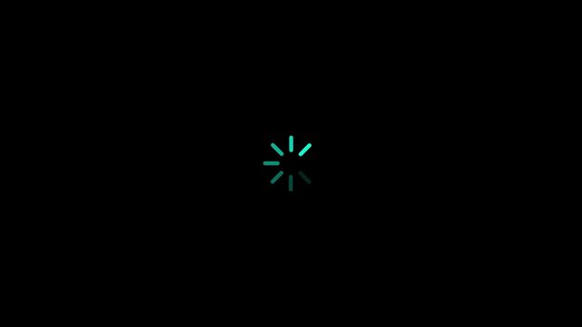 Cyan circular loading spinner animation isolated on a black background for digital interface and web software progress indication