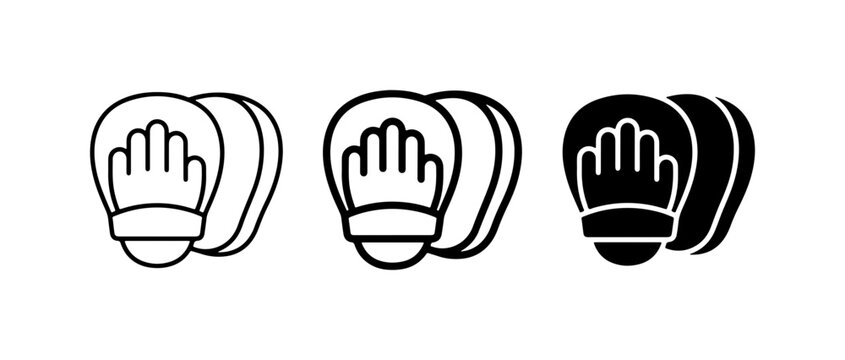 Boxing Mitts Icons, Punching Pad Set, Martial Arts Training Equipment Vector