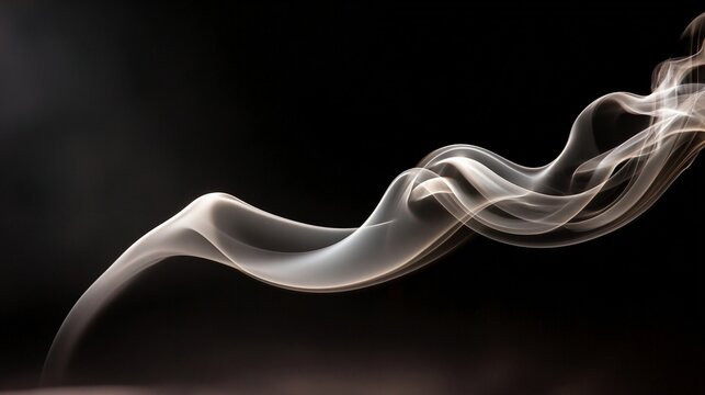 Ethereal wisps of smoke flowing gracefully against a dark, contrasting background, visualizing currents of thought.