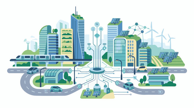 A futuristic cityscape with sleek skyscrapers green spaces and advanced transportation systems (25)