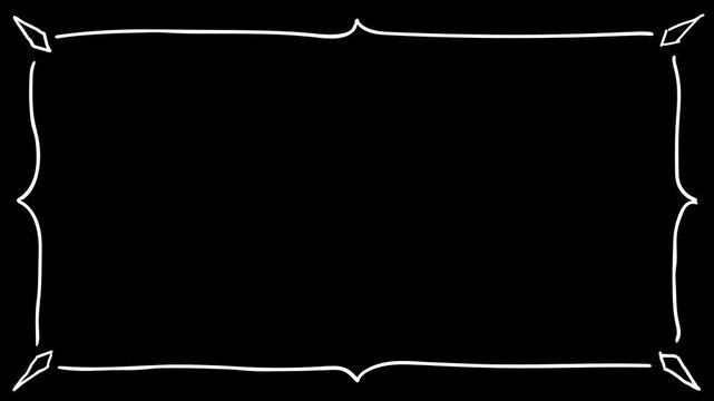 ループする手書きの線が揺れる枠の装飾素材
