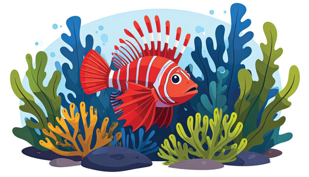 Colorful Red Fish with White Stripes.
