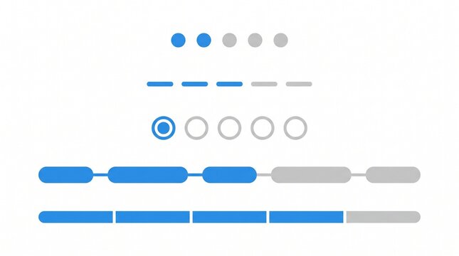 Vector set of app onboarding progress bar pagination and step indicator elements