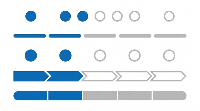Minimalist vector app onboarding progress indicators and pagination dots for UI navigation design