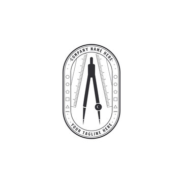 Vintage Architecture Divider Compass Badge Logo Vector Template