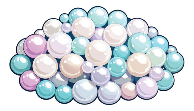 Colorful pearls in various sizes.