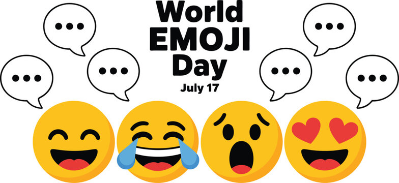World Emoji Day vector design with expressive faces speech bubbles and festive elements for digital communication celebration graphics