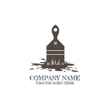 Paint Brush House Splatter Logo Vector Template