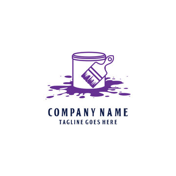 Paint Bucket Brush Splash Logo Vector Template