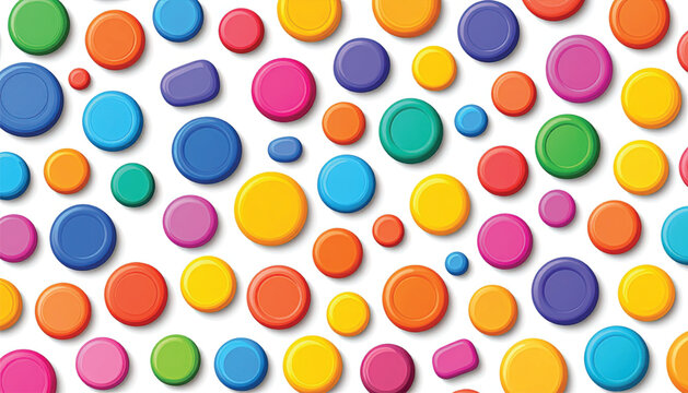 Colorful Round Objects on White Background.