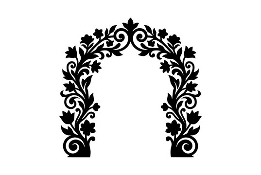 Decorative Floral Arch Silhouette Stencil Design for Laser Cutting