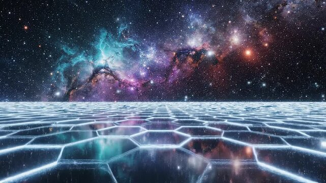 Cosmic landscape with hexagonal grid
