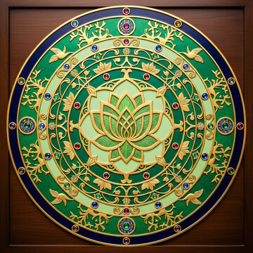 Cercle type mandala avec fleur de lotus au centre