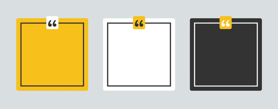 Quote Box Collection. A set of three graphic frames for text and quotes, featuring a yellow, white, and black design.