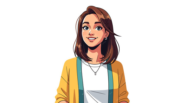 Young woman with brown hair portrait.