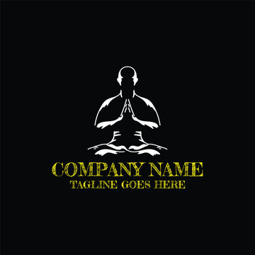 Meditation Monk Silhouette Corporate Company Logo Design