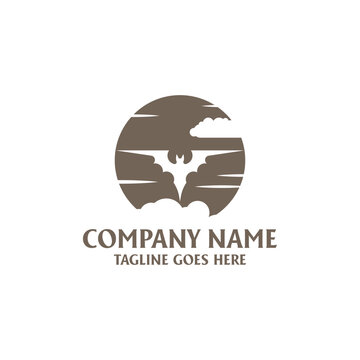 Flying Bat Night Sky Logo Vector Template