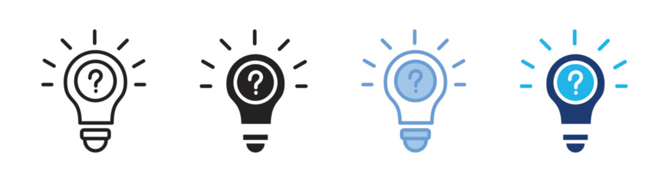 Quiz icon set multiple style collection