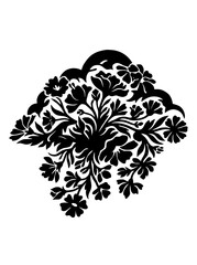 Fototapeta premium Black and white floral bouquet silhouette illustration for decorative design