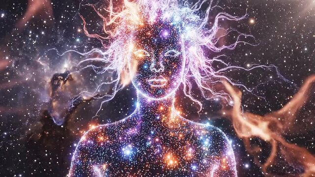 Human figure in cosmic space