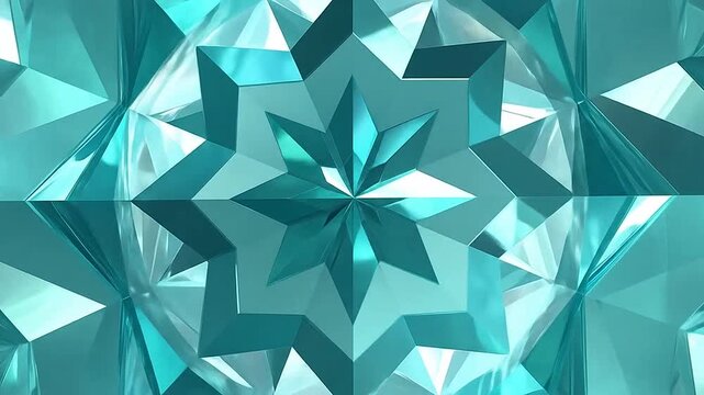 Abstract blue crystal star pattern with geometric facets