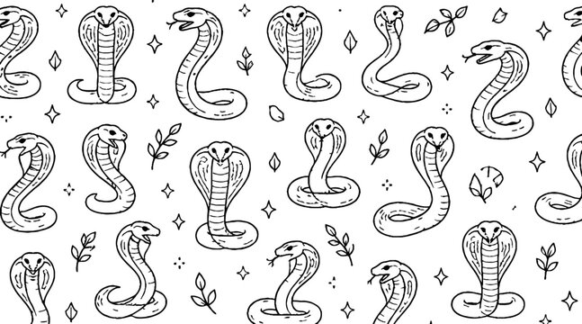 Intricate cobra snake pattern with floral and geometric designs.