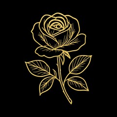 Fototapeta premium Elegant golden rose illustration
