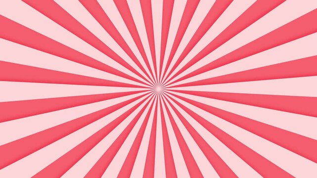 Abstract sunburst background with pink rays rotating fastly, Dynamic pink sunburst animation, rotating rays, pop art style