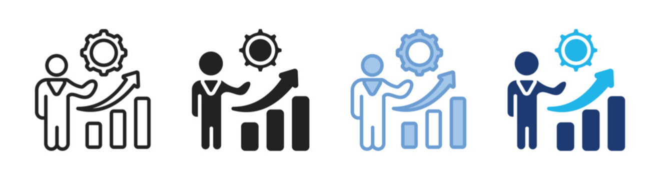 Performance management icon set multiple style collection
