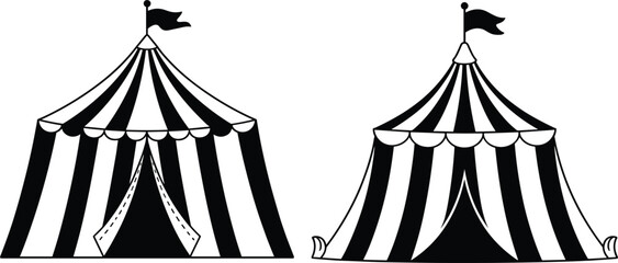 Circus tent silhouettes carnival festival vector illustration collection set © Kaiyum