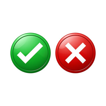 Green checkmark and red cross icons on transparent background for approval and rejection