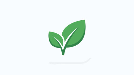 Fototapeta premium Minimalist green leaf icon design element for eco friendly branding.