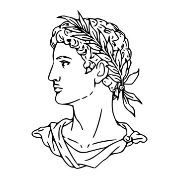 minimalist ancient roman emperor julius caesar portrait line art