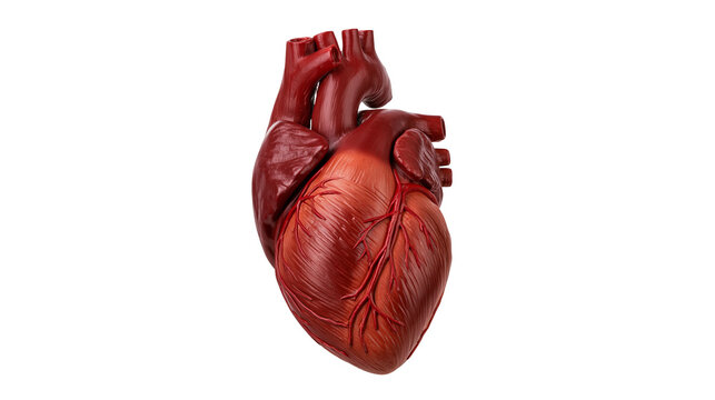 Realistic human heart anatomy model, isolated on transparent background