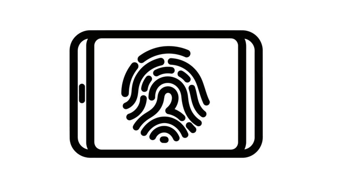 Smartphone Fingerprint Scan Icon for Mobile Security Authentication and Biometric Identity Verification Technology