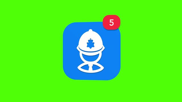 A 3D London bobby police officer avatar silhouette uniform authority safety protection notification icon popping up and rotating on a green screen chroma key background with a red number counter anima