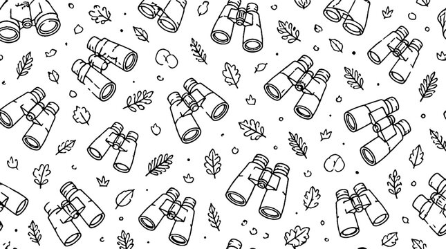 Repeating binoculars and leaves pattern design.