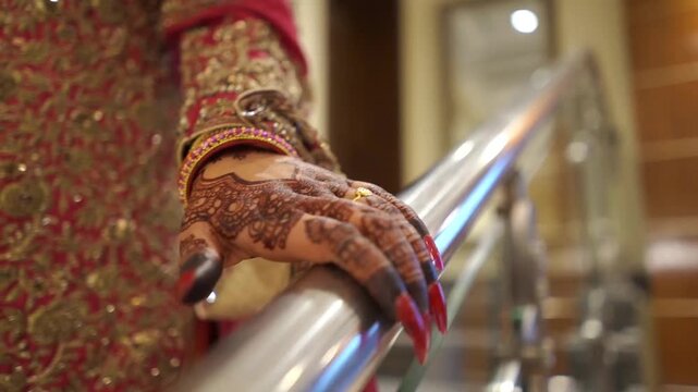Bridal mehndi- henna tattoo on women hands. mehndi is a traditional indian decorative art. ( mehndi hands), Indian and pakistani wedding tradition.