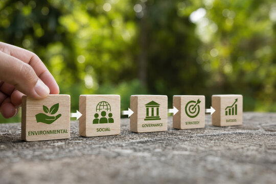 Strategic Sustainable Business Leadership Concept with ESG Development Pathway