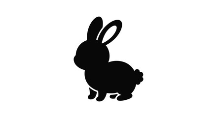 Black rabbit silhouette against a white background simple animal shape silhouette © juniper Lio