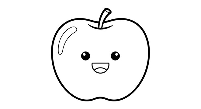 Happy cartoon apple outline with smiling face
