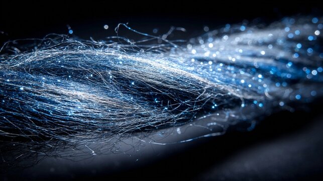 Delicate filaments of cosmic silk spun with starlight, abstract glowing texture