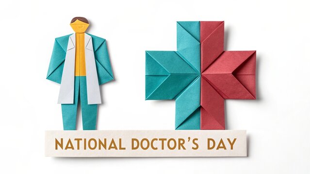 National Doctor's Day, Creative Origami Doctor Illustration Representing Healthcare Innovation And Care.